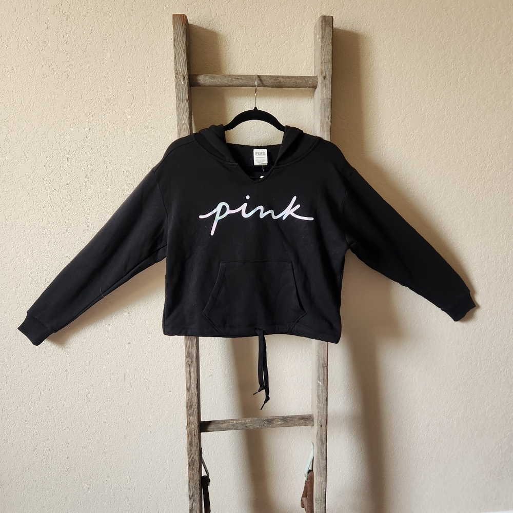 NWT PINK Kids Black Hoodie Sweatshirt- Size XS
